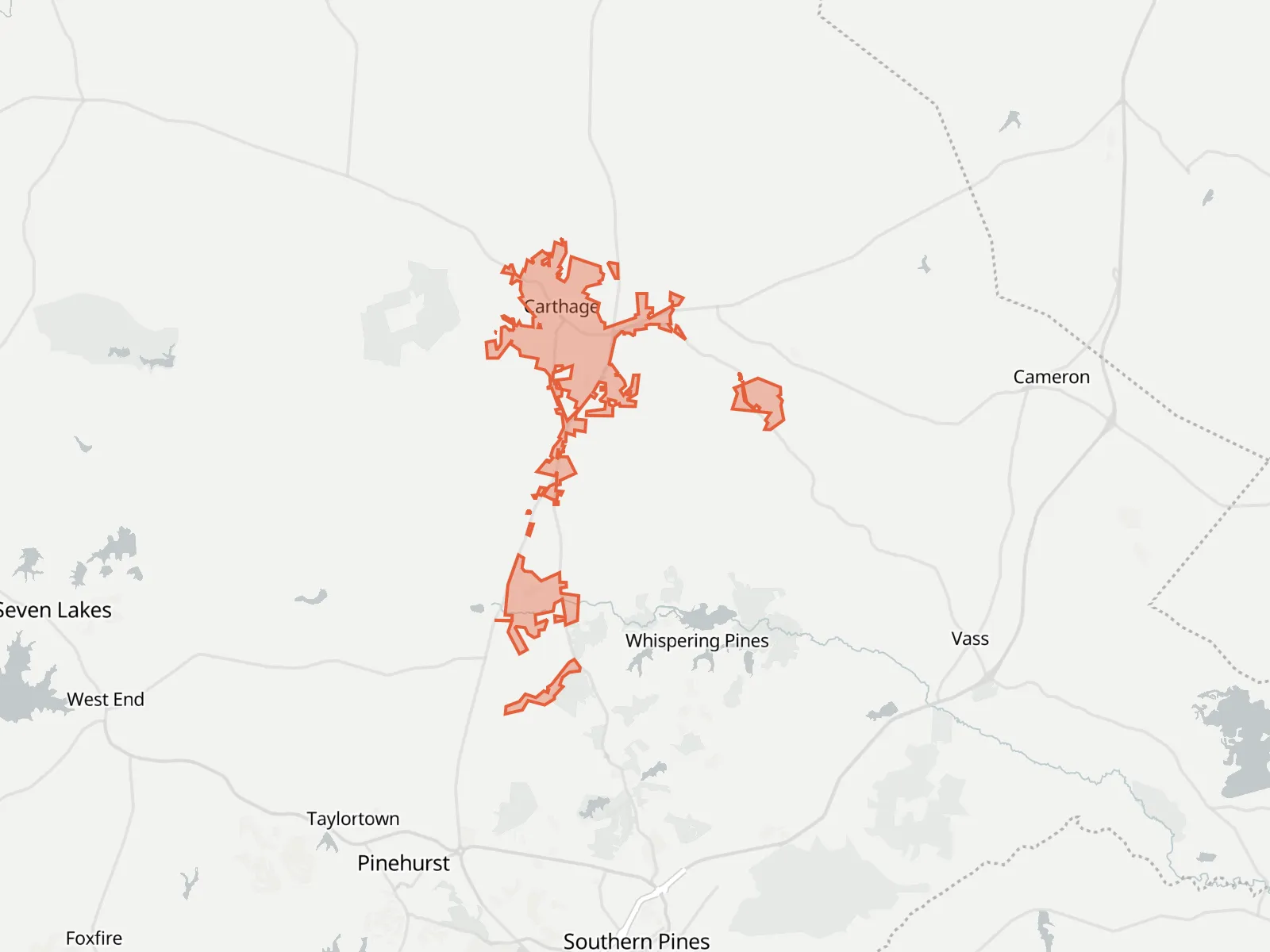 Map of Carthage and the towns around it