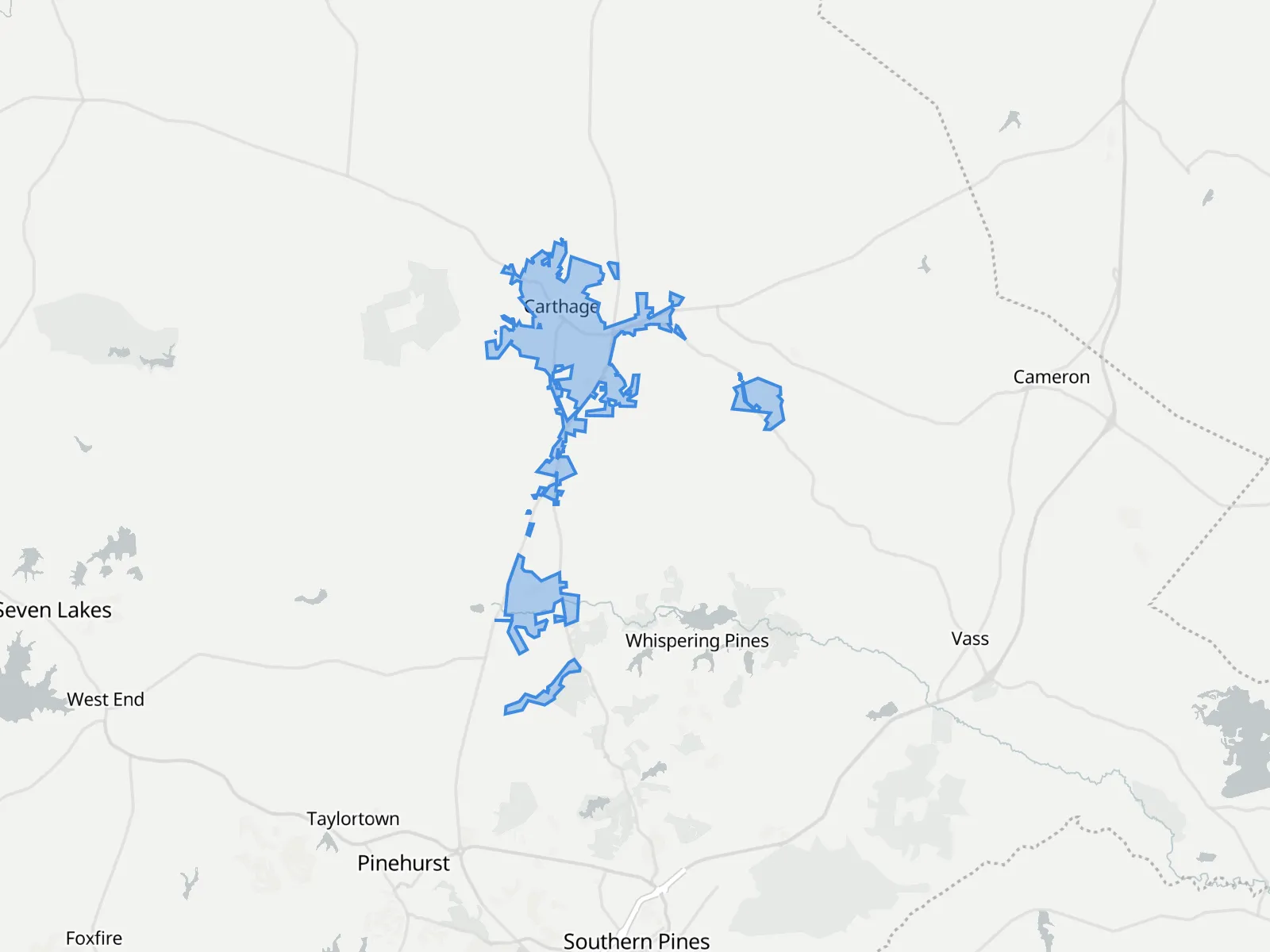 Map of Carthage and the towns around it